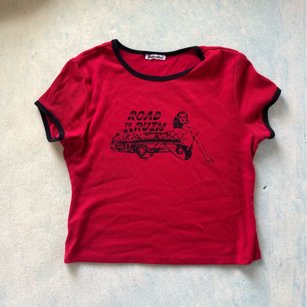 Reformation Ribbed Muse Graphic Tee Road To Ruin
